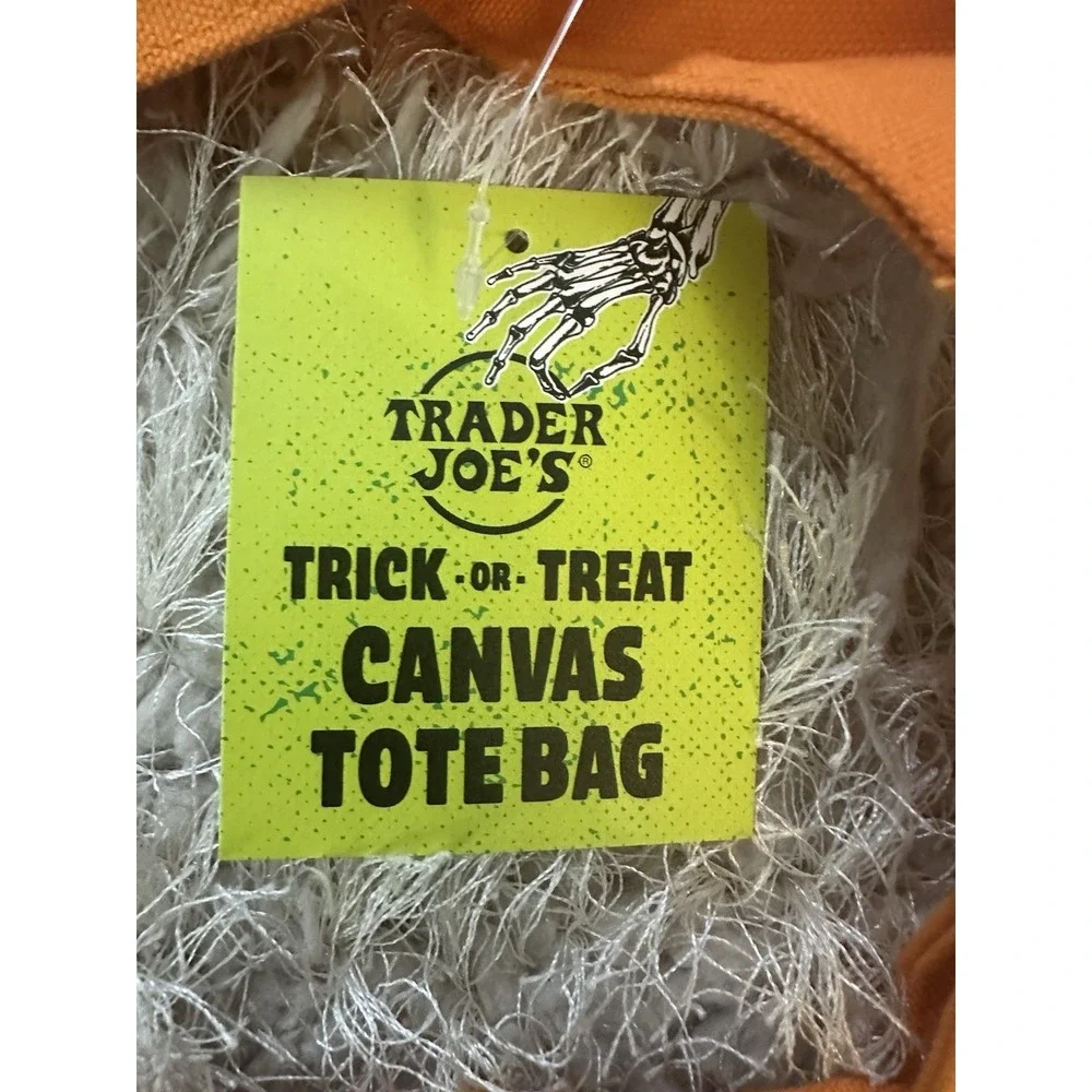 Trader Joe's Mini Trick Or Treat Canvas Tote Bag ORANGE HALLOWEEN RARE FAST SHIP